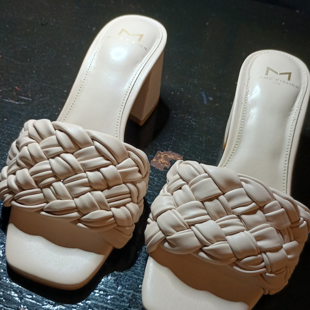 Marc Fisher Cream Woven Women's Heels